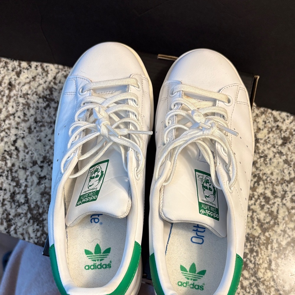 Adidas Kids White Sneakers with Green Accents